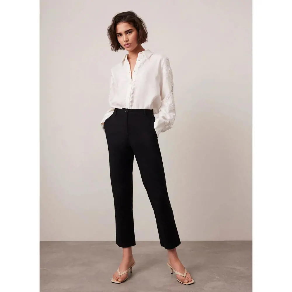 Mint Velvet Black Cropped Tapered Trousers